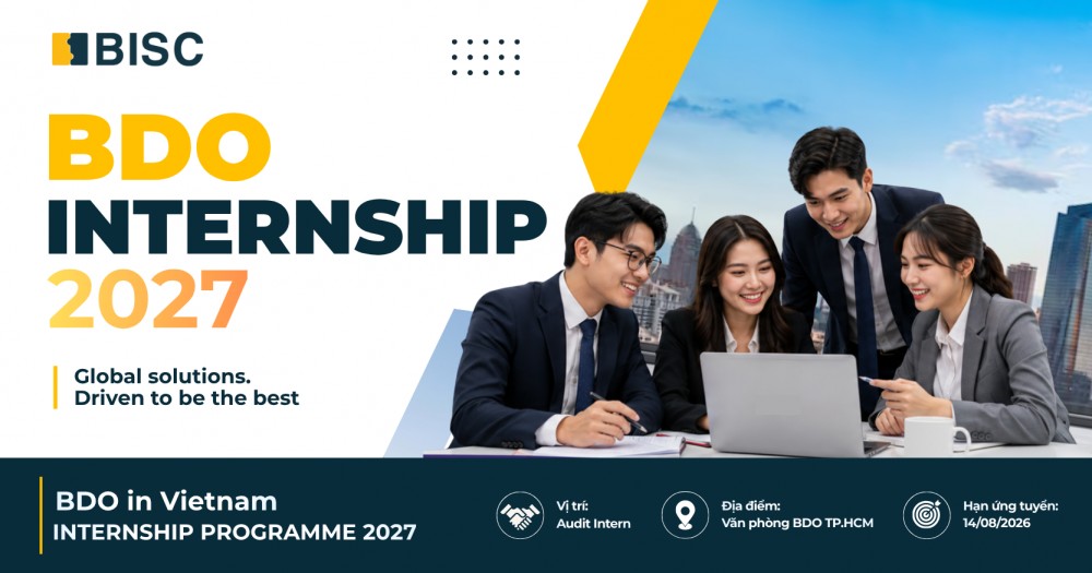 [BDO Internship 2026] BDO tuyển dụng thực tập sinh kiểm toán tại TP.HCM